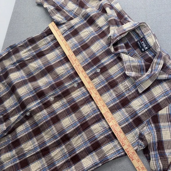 Vtg SouthPole Shirt Mens XL Brown Plaid Flannel Button Down 90s Y2K Hip Hop - Picture 8 of 9